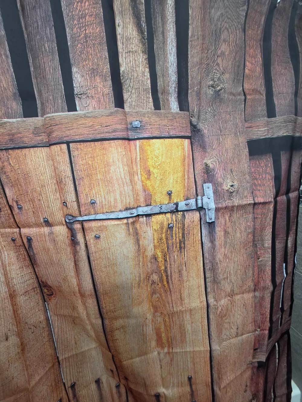 Extra long Wood Plank Printed Shower Curtain - Rustic Barn Door Design